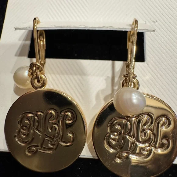 Gold and Pearl Drop Earrings Lauren by Ralph Lauren - Picture 2 of 2